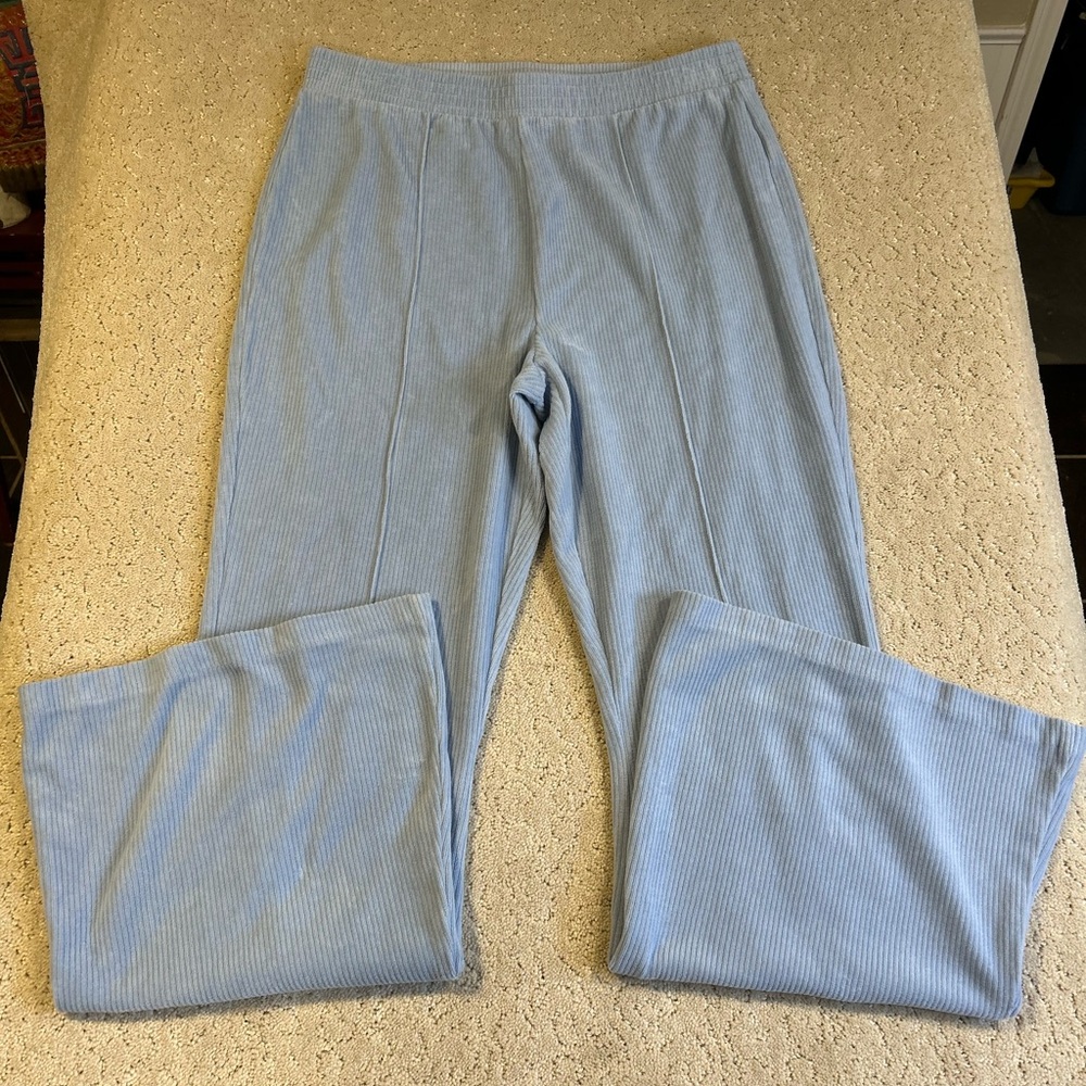 aerie Light Blue Ribbed Boot Cut Pants